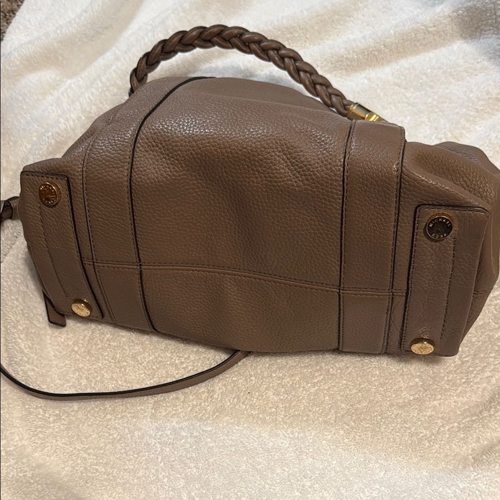 Michael Kors Brown Leather Satchel with Gold Hardware - Picture 3 of 4